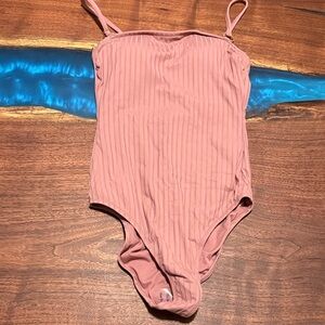 Shade & Shore Ribbed Dusty Rose One-Piece Swimsuit